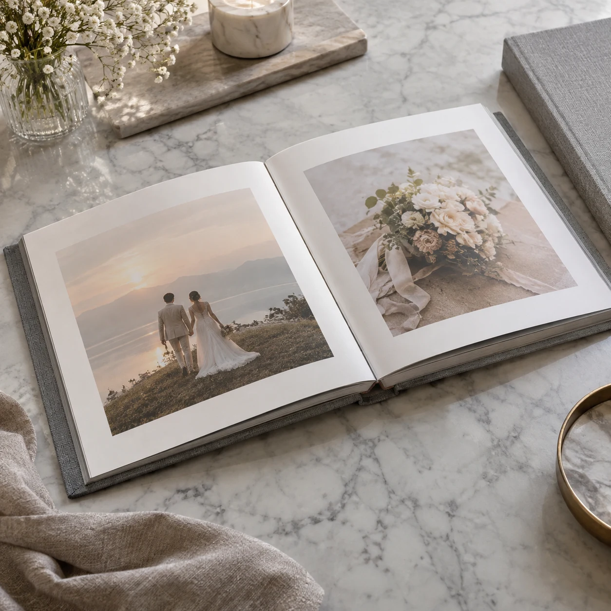 Album Ảnh Bìa Vải Dập Chìm Bìa Da Microfiber
