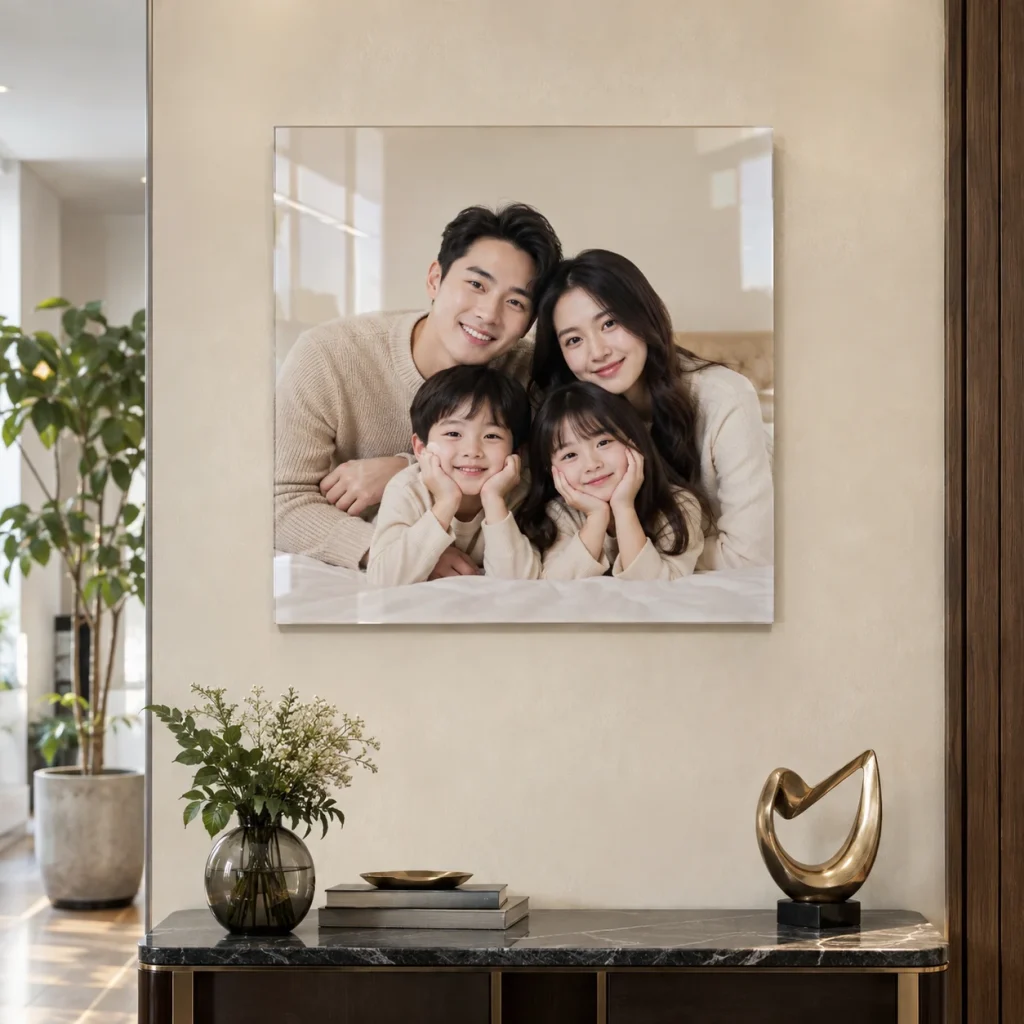 Ảnh Tráng Gương Tấm Vuông Gia Đình Tông Màu Da Trung Tính bộ ba phối cỡ