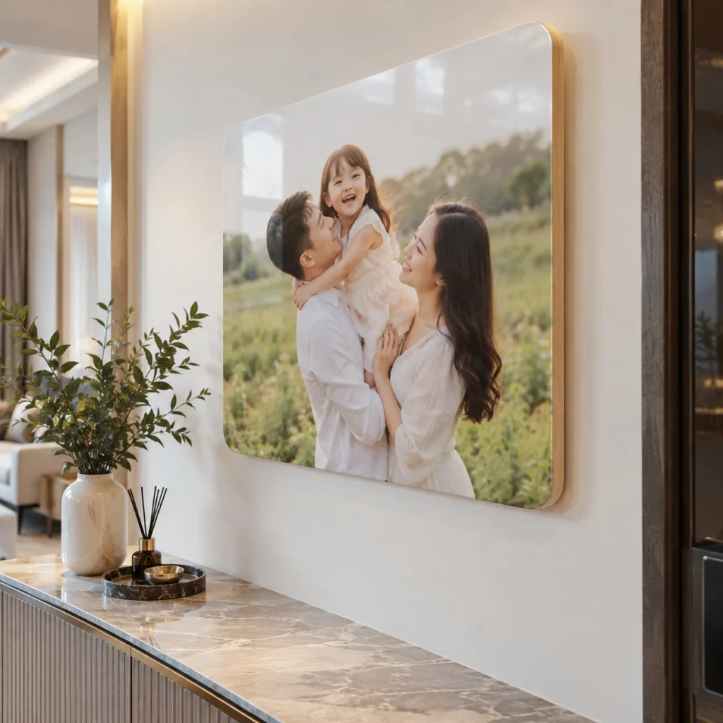Ảnh Tráng Gương Bo Góc Phòng Ngủ gia đình ấm áp bộ ba phối cỡ