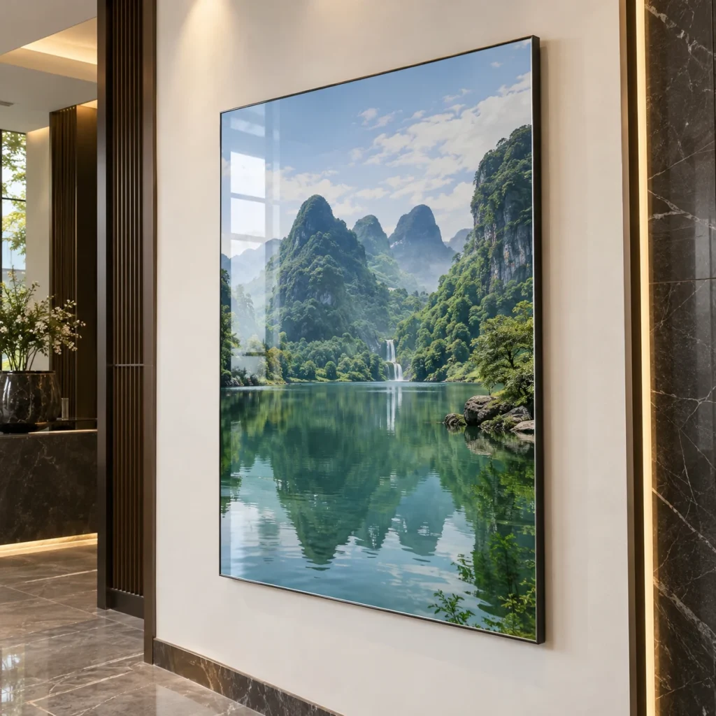 Ảnh Tráng Gương Bộ Ba Phong Cảnh Tông Xanh Phong Cảnh 40x60 cm