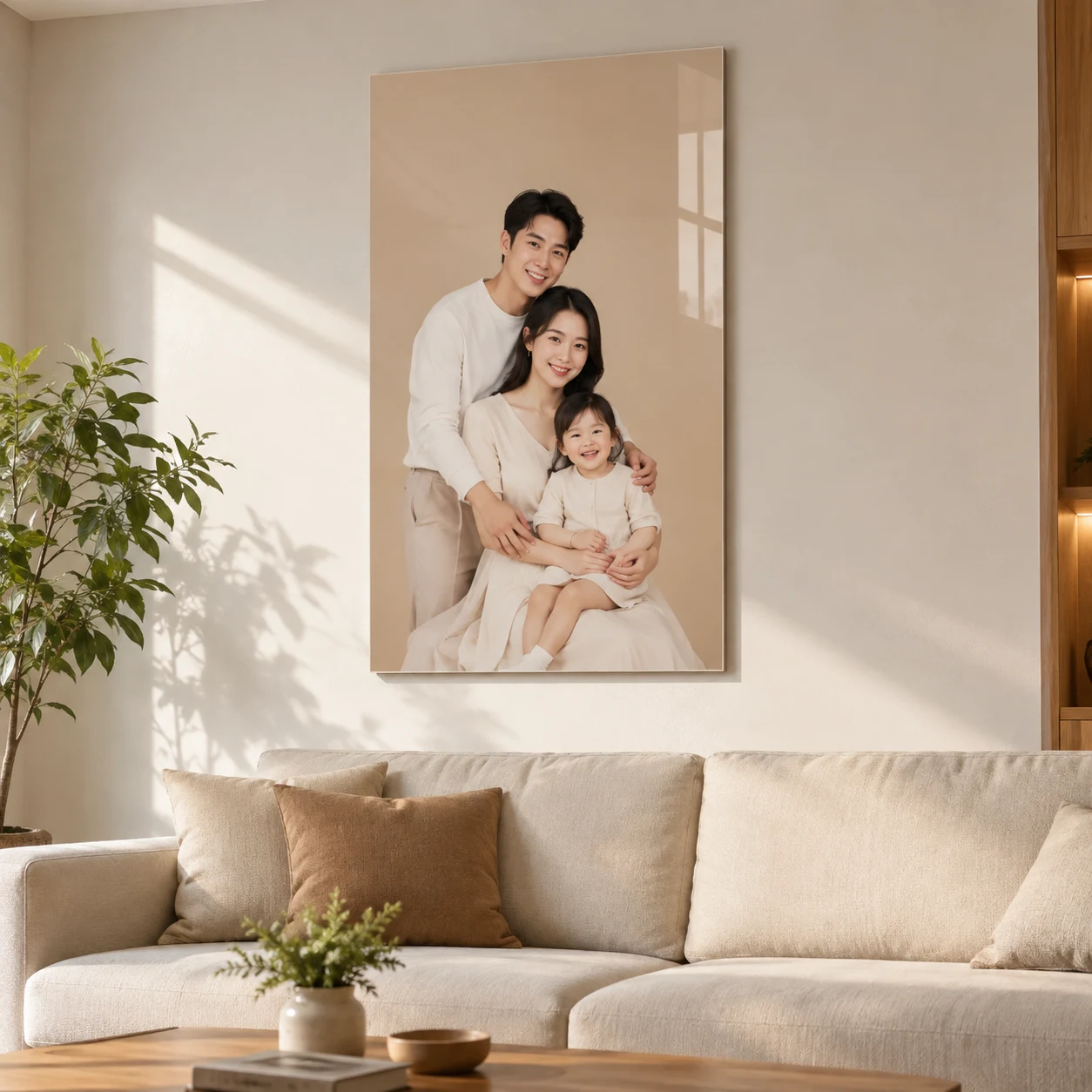 Ảnh Tráng Gương Tấm Vuông Gia Đình tối giản 60x120 cm