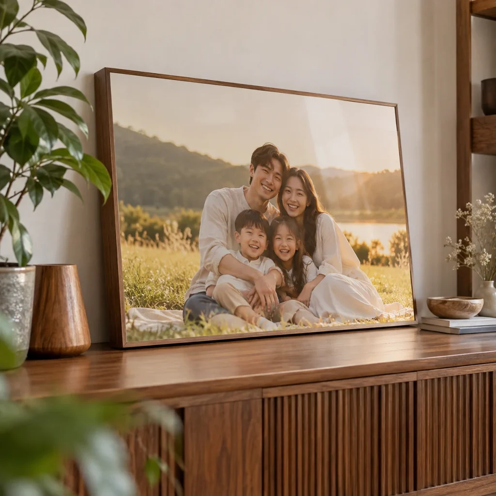 Ảnh In Gỗ Bộ Ảnh Gia Đình mộc hiện đại 50x75 cm