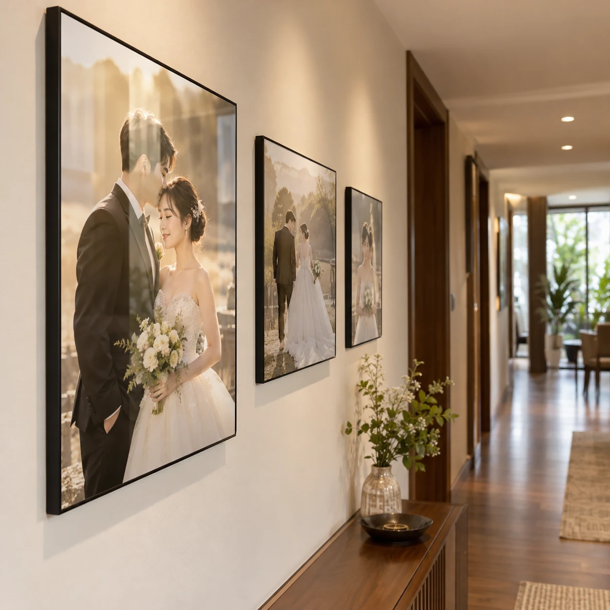Khung Ảnh Cưới Bộ Ba Phòng Ngủ ấm áp bộ ba phối cỡ