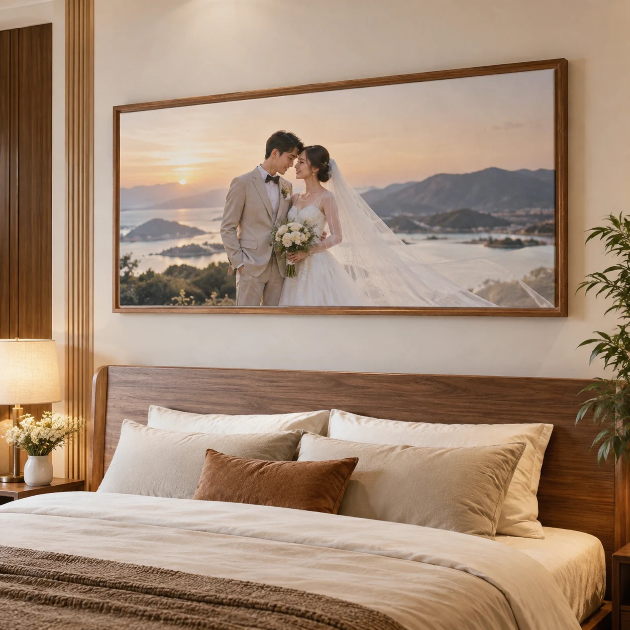 Khung Ảnh Cưới Gỗ Óc Chó Ấm hiện đại 60x120 cm