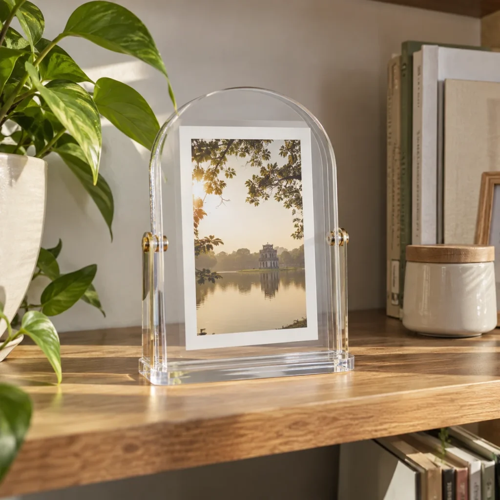 Khung Để Bàn Dáng Vòm Nhẹ Tông Trong Suốt 10x15 cm