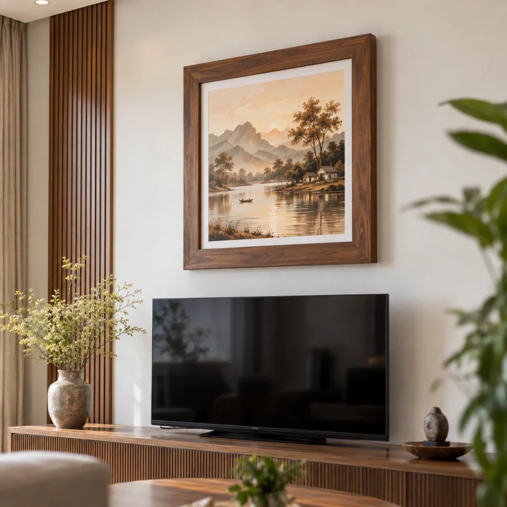 Khung Phòng Khách Bộ Vuông Nghệ Thuật ấm áp tự nhiên khổ vuông 60x60 cm