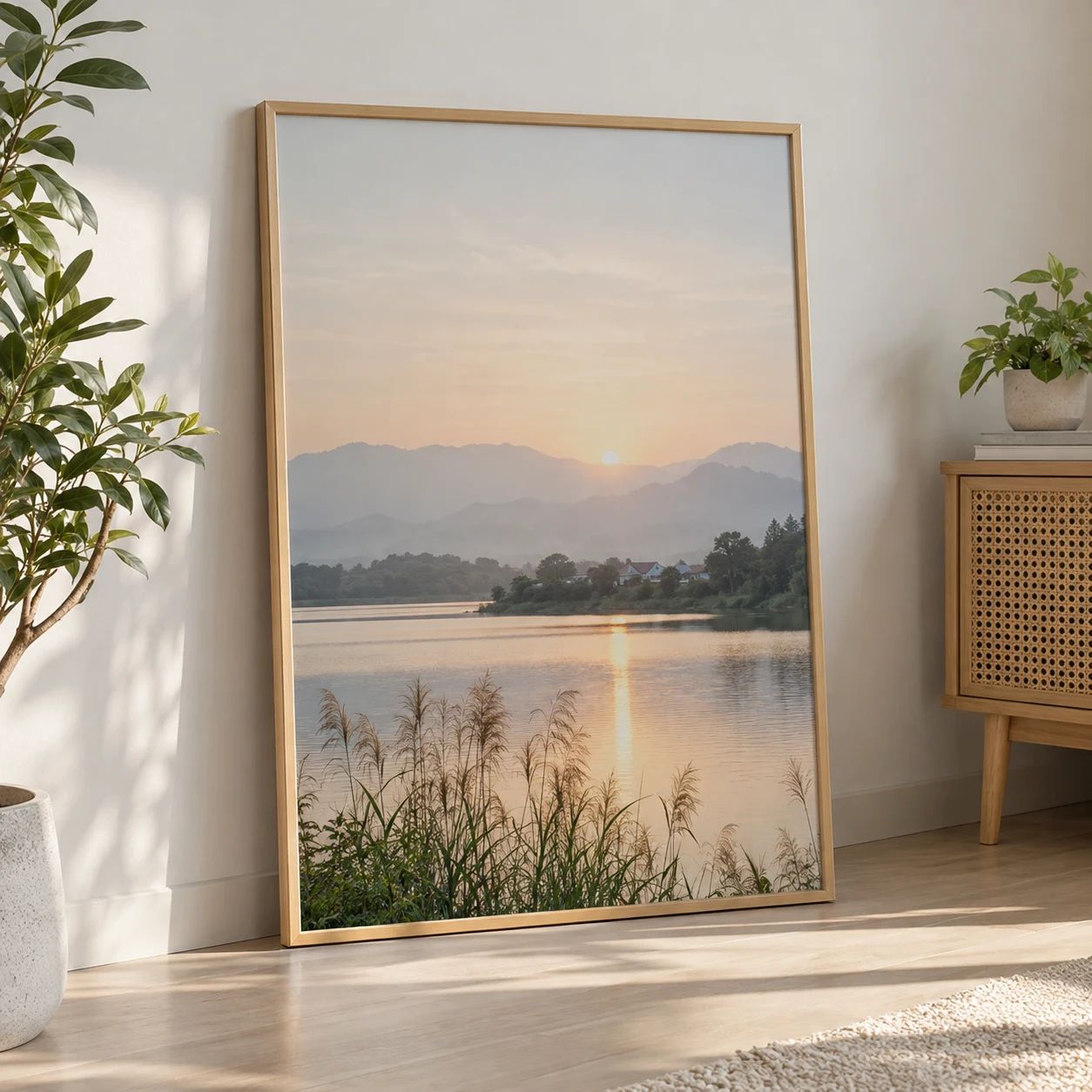 Khung Theo Yêu Cầu Nẹp Mảnh Không Kính Tông Gỗ Sáng khổ 60x90 cm