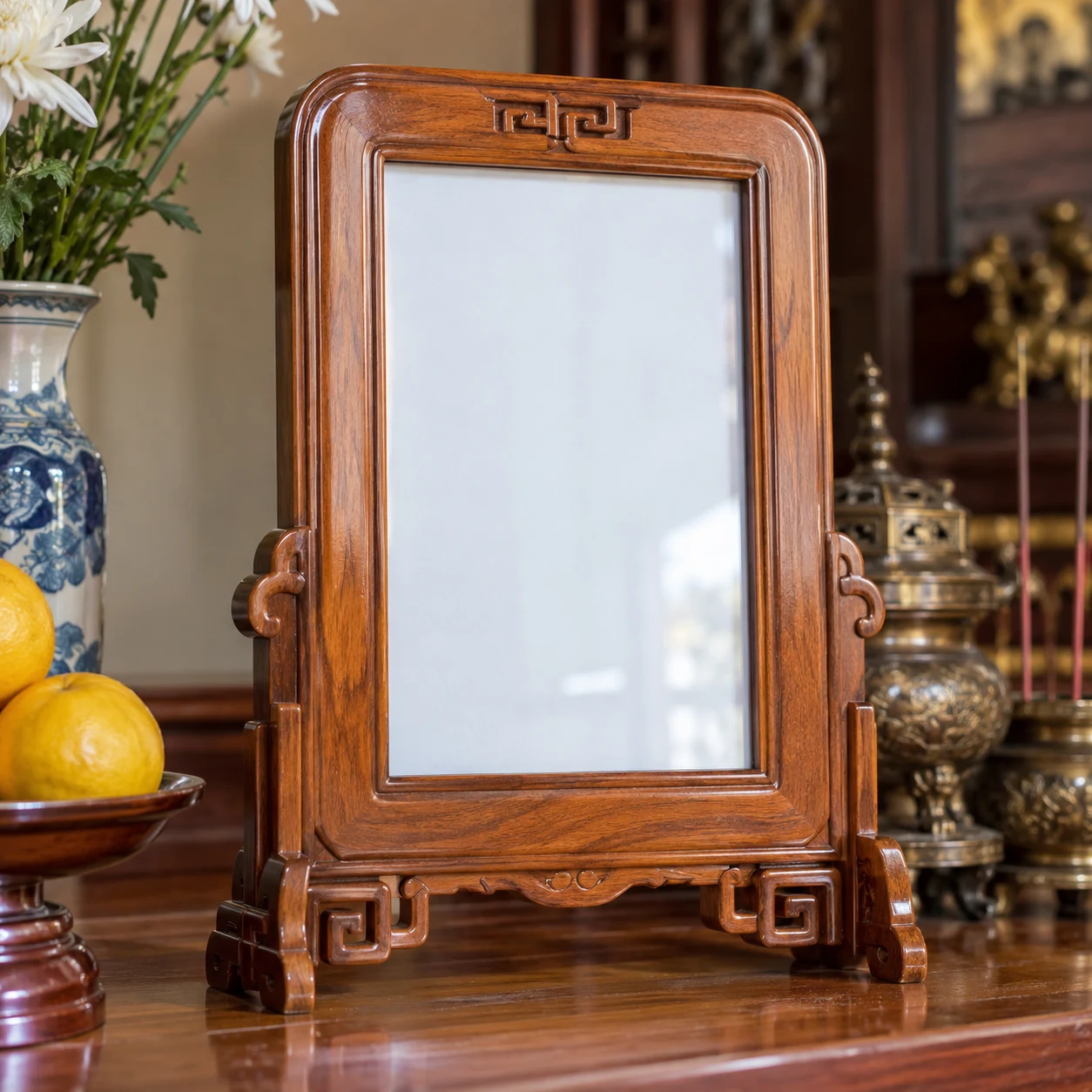 Khung Ảnh Thờ Bo Góc Trang Nghiêm Tông Nâu Mật Ong 20x30 cm