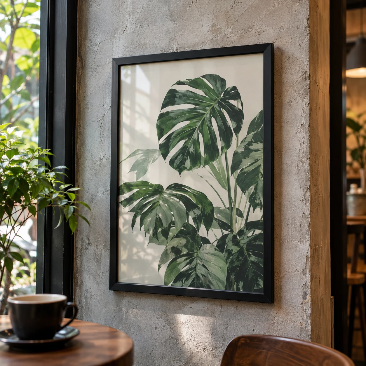 Khung Trang Trí Café Bộ Botanical Xanh Nhôm đen
