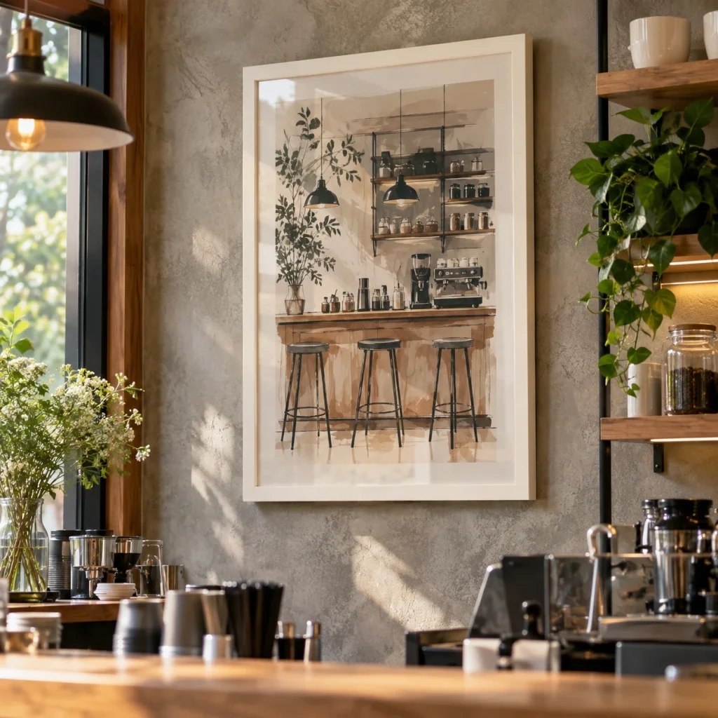 Khung Trang Trí Café Bộ Ba Quầy Bar industrial 50x70 cm