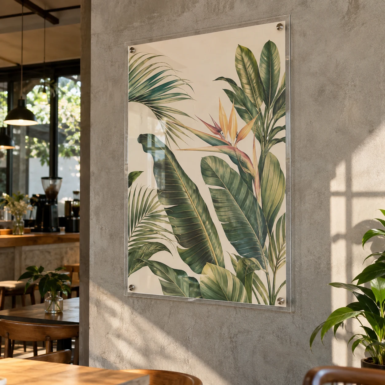 Khung Trang Trí Café Tranh Typography Không Chữ tropical 60x90 cm