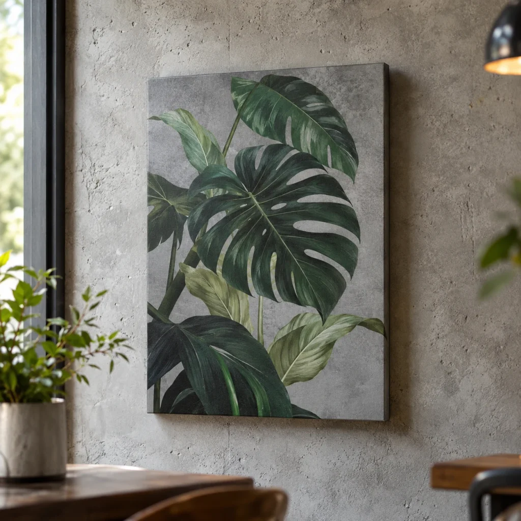 Khung Trang Trí Café Bộ Botanical Xanh Tông Xám Xi Măng 30x40 cm