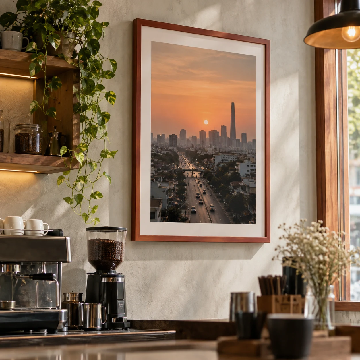 Khung Trang Trí Café Bộ Ảnh Thành Phố tối giản 50x70 cm