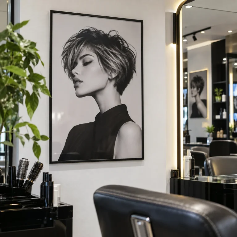 Khung Trang Trí Salon Bộ Chân Dung Tóc Nghệ Thuật Nhôm đen Mảnh