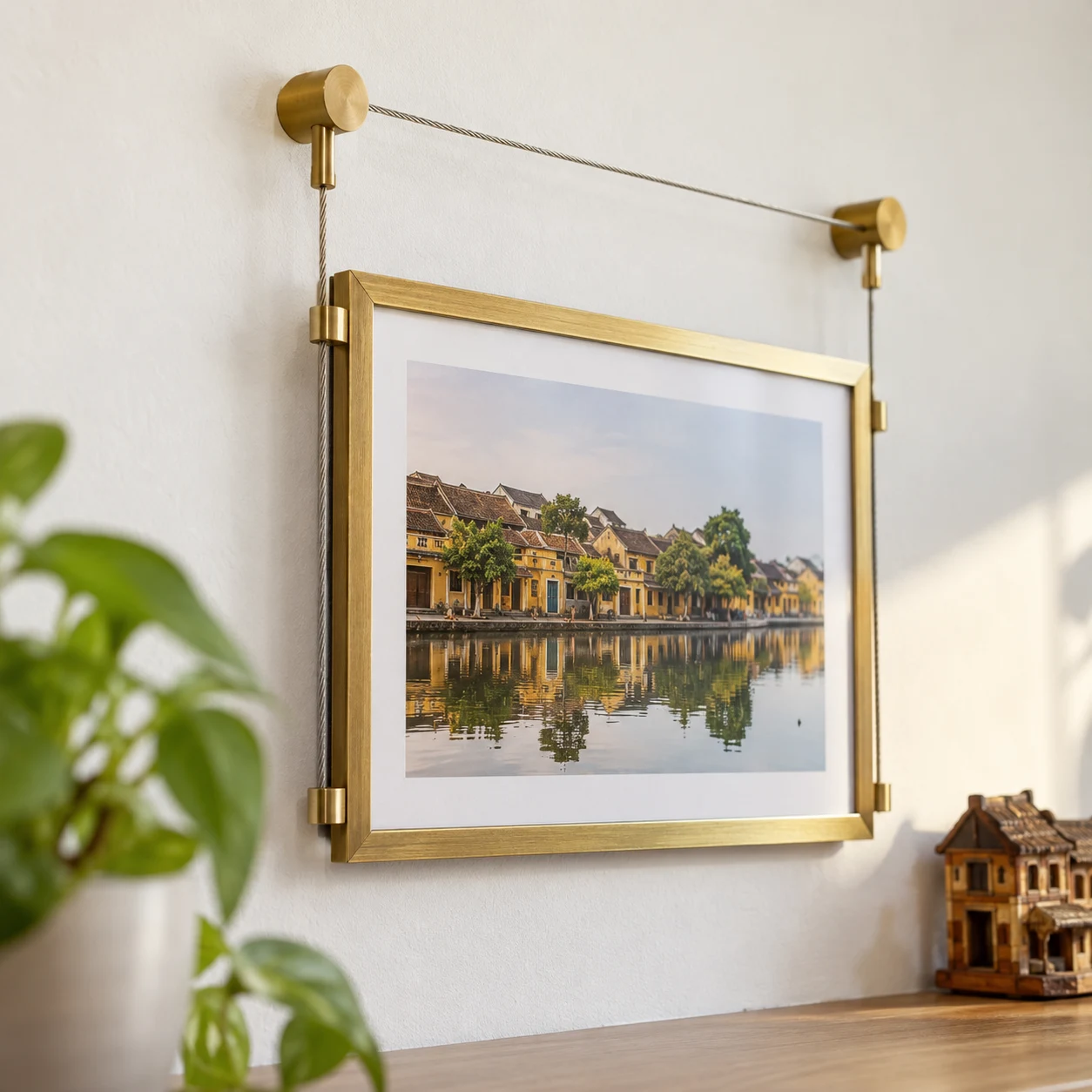 Phụ Kiện Khung Ảnh Chân Đỡ Khung Để Bàn Tông đồng Xước bộ 8 chi tiết
