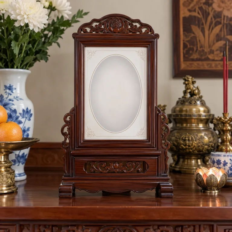 Khung Ảnh Thờ Gỗ Gụ Sơn Nâu Cổ Điển